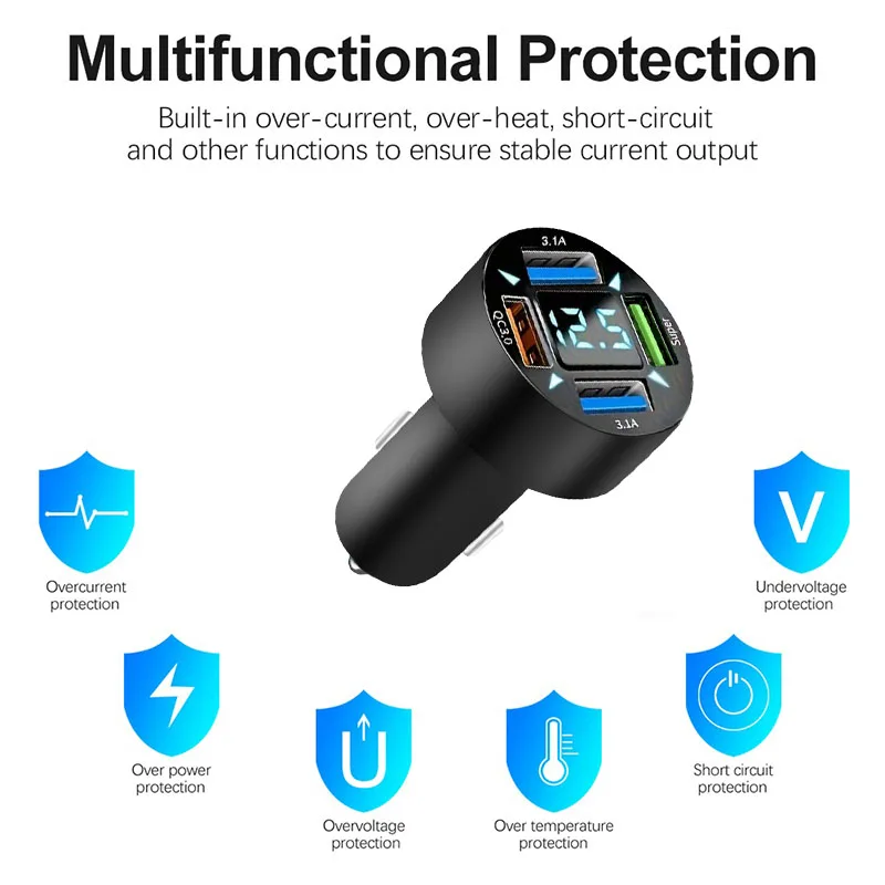 The Four-port Total66W Super Fast Charger Is Suitable for 12-24V Models
