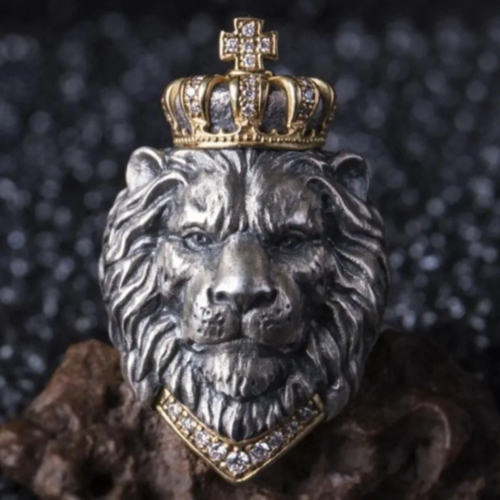 Roaring Lion CZ Iced Out Ring - 316 Stainless Steel, Lion Head Design, Men's Bling Ring - View #12