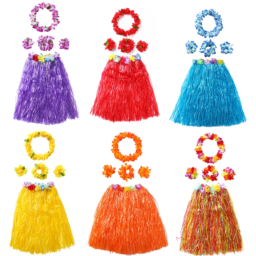 

Plastic Fibers Hawaii Women Grass Skirts Hula Skirt Hawaiian Costumes 40/60CM Ladies Dress Up Hawaii Beach Party Decor Supplies