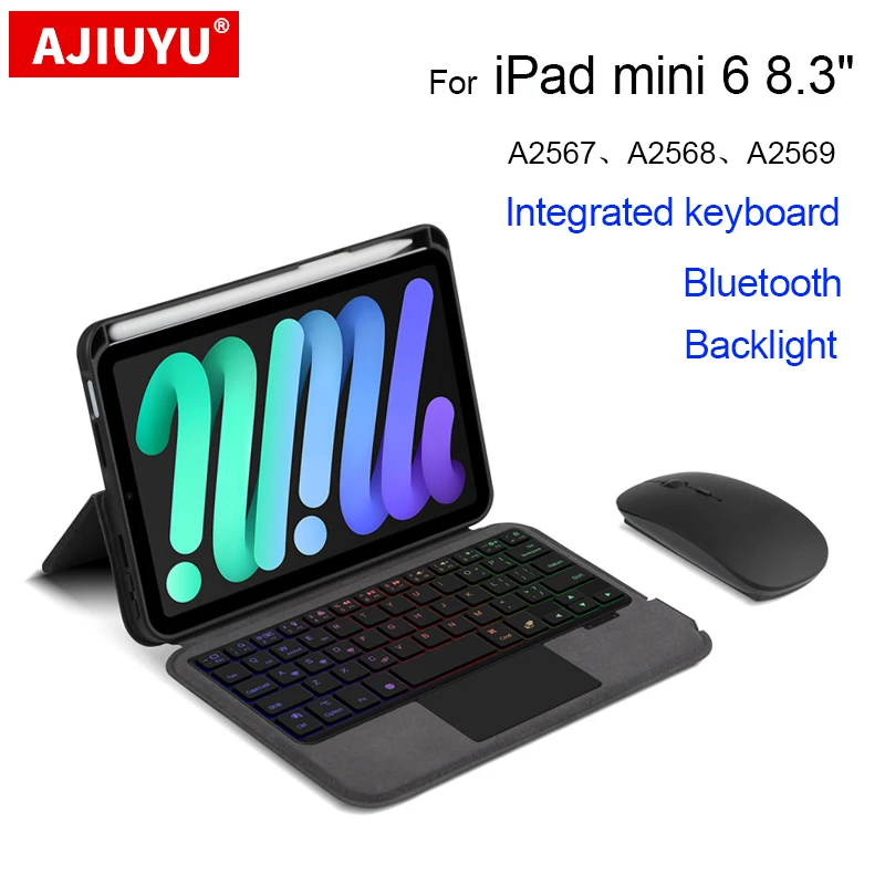 

Touchpad Bluetooth Keyboard Case Spanish Portuguese French For iPad Mini 6th 8.3" mini6 Mini 6 2021 Tablet Protective Cover Case