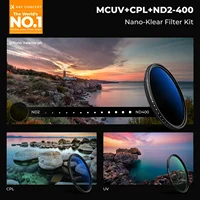 K&F CONCEPT K Series 49-82mm Filters UV/CPL/ND2-400/Black-Mist 1/4 Cap Clean Cloths Camera Lens Filter Set for Nikon Canon Leica 2