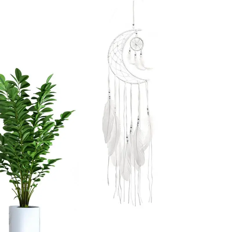 

Mini Handmade Moon Wind Chimes Dream Catcher Net Hanging Decoration Ornament Girl Bedroom Romantic Hanging Decoration Gift