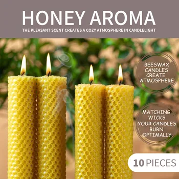 10-Piece Handmade Natural Beeswax Candle Set 1