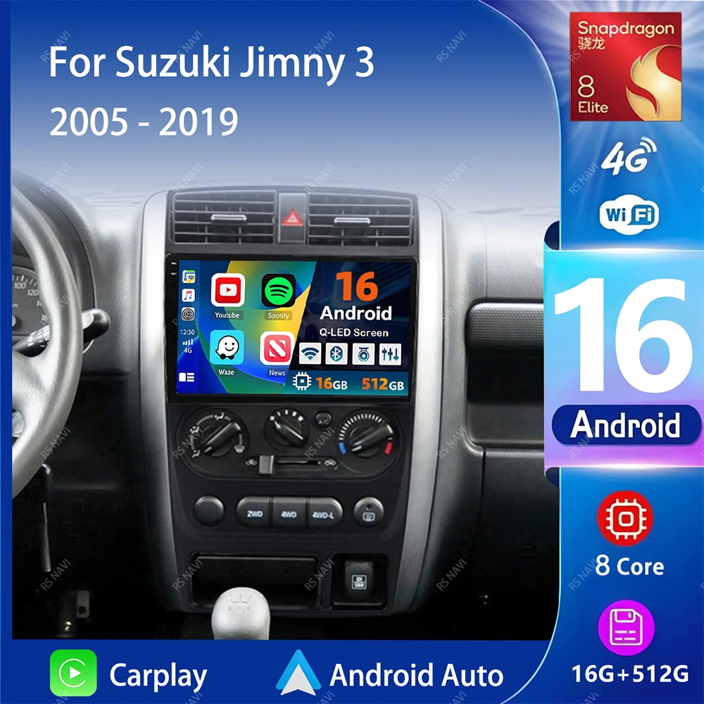 Android 16 Carplay Auto 2K Bildschirm Autoradio Multimedia Player für Suzuki Jimny 3 2005 - 2019 Autoradio GPS Stereo 2din Head Unit