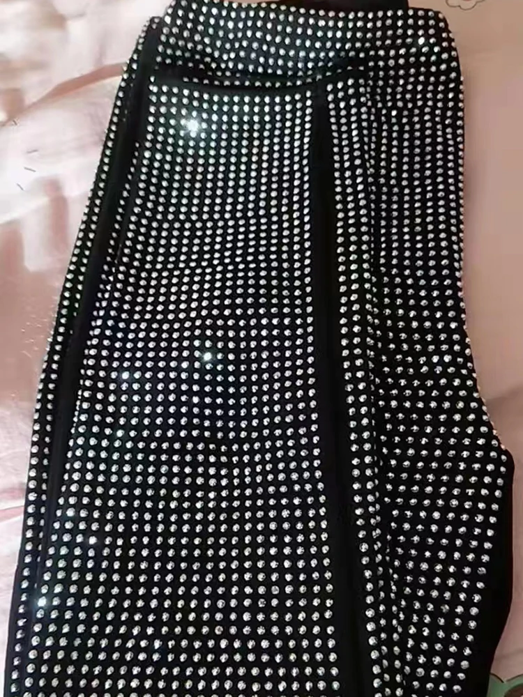 Sparkly Crystal Pants Women Leggings Autumn Winter High Waist Elastic Bodycon Long Penci Pant Streetwear Y2K Pants Tights
