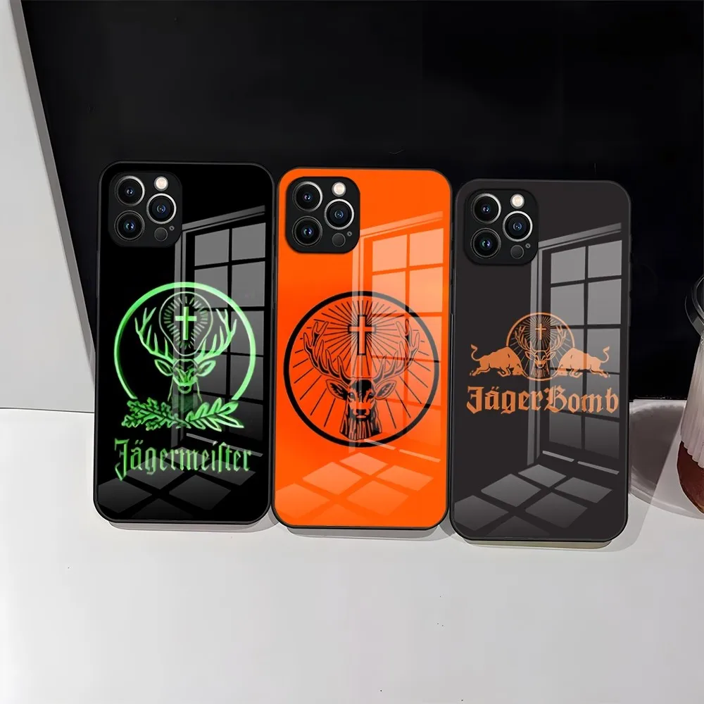 Jagermeister Logo Phone Case Tempered Glass For Iphone 15 Pro Max 13 12 Mini 11 14 Plus X Xr Xs 8 7 Plus Se Back Cover