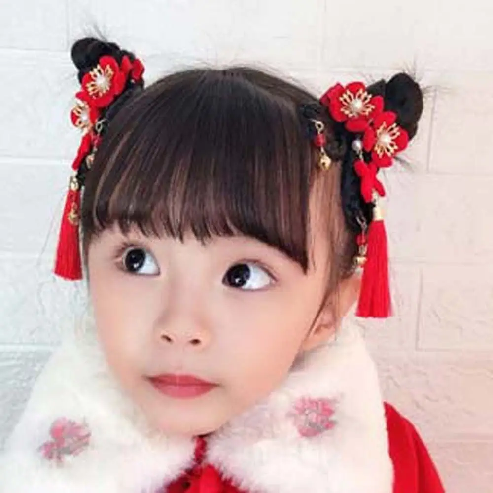 

Tassels Barrettes Bow Hair Grip Children Wigs Hairpins Kids Chinese Hair Clips Chinese New Year Hairpins Flowers Hairpins