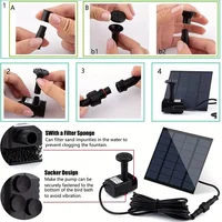Fontaine solaire avec 6 buses, pompe à eau flottante à panneau solaire 1.4W pour bains d'oiseaux, piscines, jardin, décoration de cour cascade DIY 3