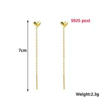 Gold Color Heart Ear Line for Women Temperament Long Tassel Earrings Silver Color Links Girls Korean Fashion Metal Earrings - Image 2
