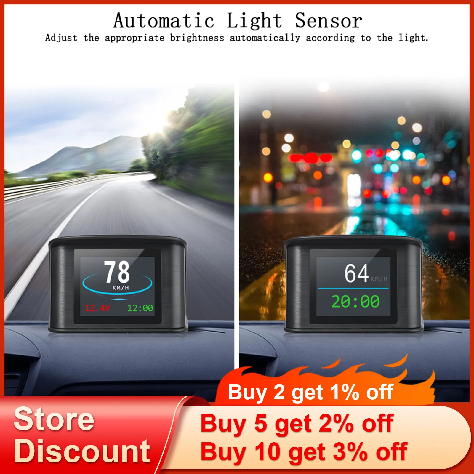   HD T600 GPS HUD ڵ ׼, GPS  ÷,  溸 LCD  ӵ ð, ӵ 