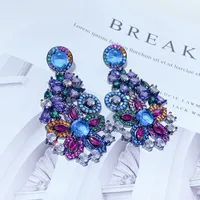 Bilincolor Attractive Colorful Zircon Flower Earrings For Gift or Party 4