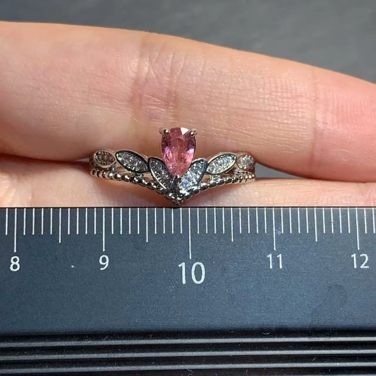 New Arrival Natural Pink Spinel Rings Female  Jewelry For Women Gift Copper Cute Stone Flower