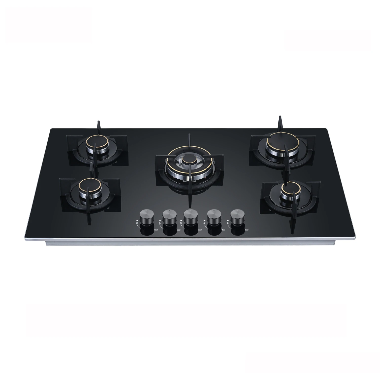 Factory Black Tempered Glass 5 Burner Gas Cooker Stove Hot Selling Gas Cook Tops