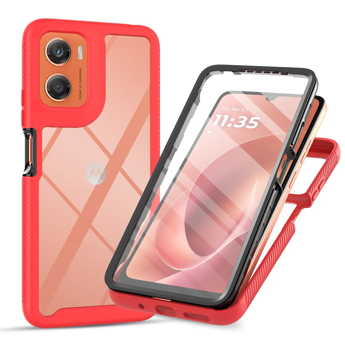 360 Full Body Shockproof Clear Armor Case with Built-In Screen Protector