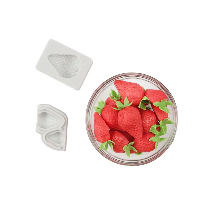3Pcs Strawberry Shape Chocolate DIY Sugar Craft Pastry Making Candy Clay Kitchen Silicone Mold Cake Decorative Home Supplies
