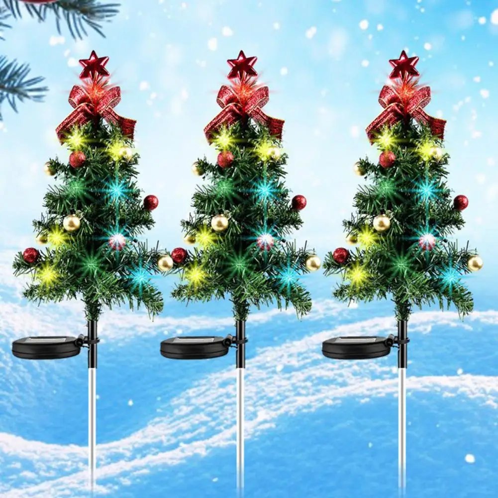 Christmas Tree Lights Festive Outdoor Decorative Christmas Tree Shape Solar Light Energy-saving Waterproof Garden Patio for New 65 130pcs pack merry christmas decorative stickers for presents wrapping christmas gift name tag stickers snowman festive decor