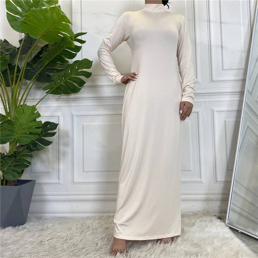 Under Abaya Inner Dress Turkey Arabic Muslim Fashion Pakistani African  Dresses Abayas For Women Dubai Kaftan Robe Islam size XXL Color gray