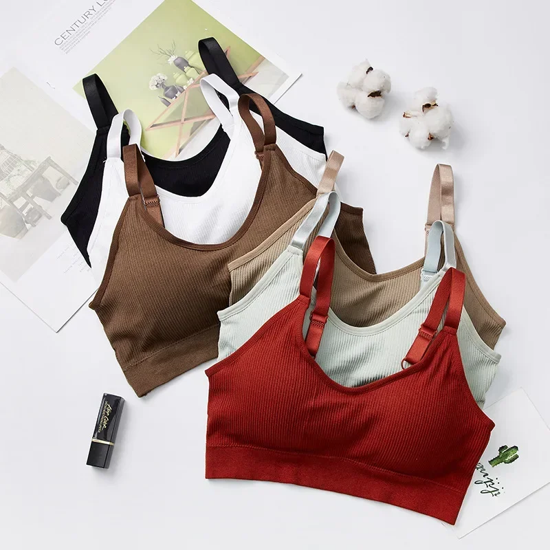 

Seamless Chest Pad Back Heart Wrap Top Top Back Anti-slip Adjustable Shoulder Strap No Underwire Sports Bra for Women