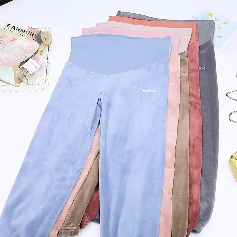 Maternity pants winter warm plus velvet padded home outer wear autumn winter plus size,maternity pants