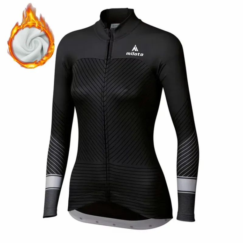 Women Cycling Thermal Fleece Clothing Sets Jersey Jackets