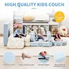 Modular Kids Play Couch 10PCS Kids Modular Couch Colorblocked Corduroy Modular Kids Couch Modular Couch Kids (Beige, Light Blue) 4