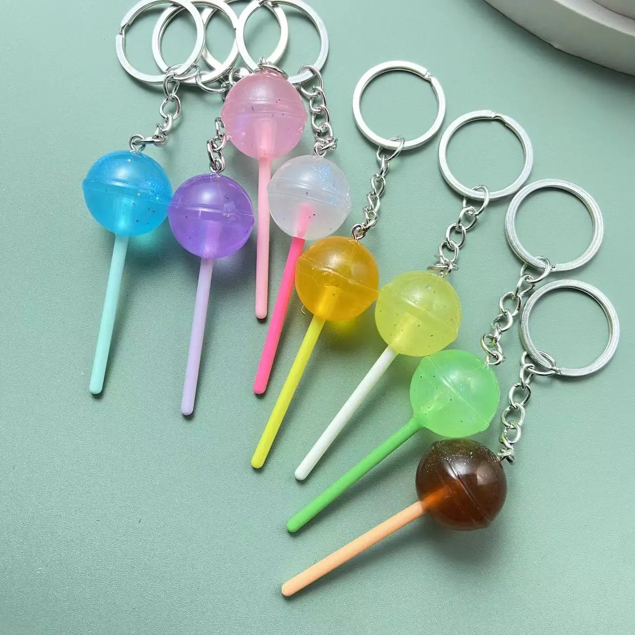 1PCS Simulation Lollipop Keychain Transparent Luminous Resin Hanging Decoration Creative Gift Birthday Souvenir Gift