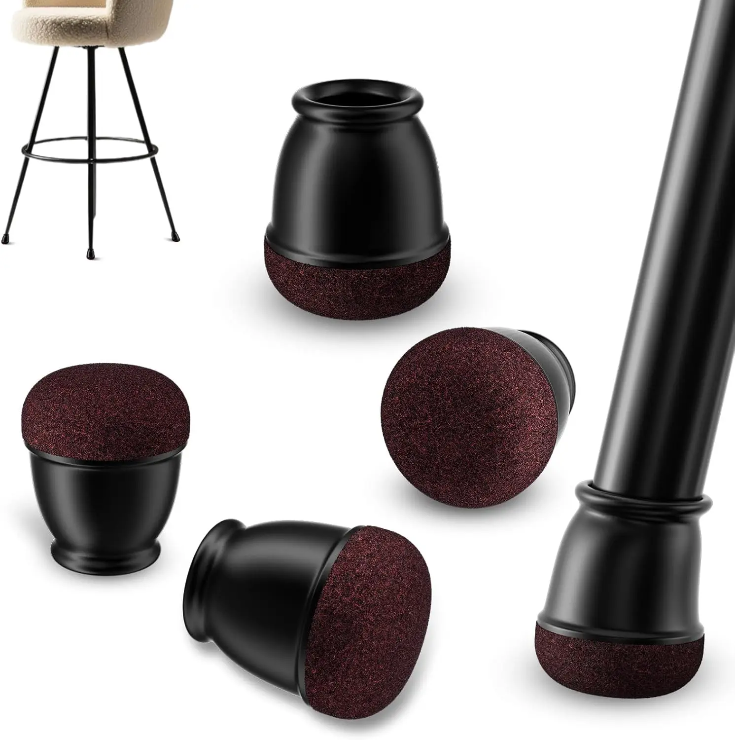 8PCS Chair Leg Floor Protectors with Thick Wrap Felt Pads Silicone