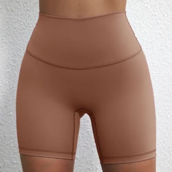 Women's Solid Color Compression Support Yoga and Cycling Shorts with Internal Pocket - M-4 (Bronze)