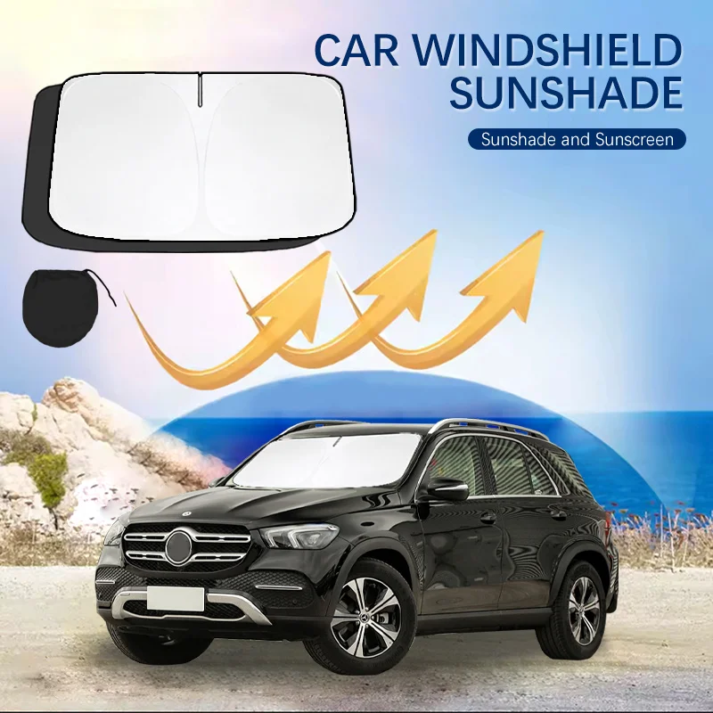 For Mercedes Benz GLE 350 450 W166 Windshield Sun Shade Sunshade Sun Visor Protector Foldable Blocks UV Rays Laser Protector