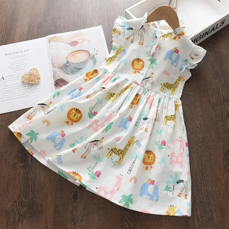 Girls Dress Princess Costume Baby Girl Sweet Summer Cartoon Cute Print Sleeveless Party Clothes