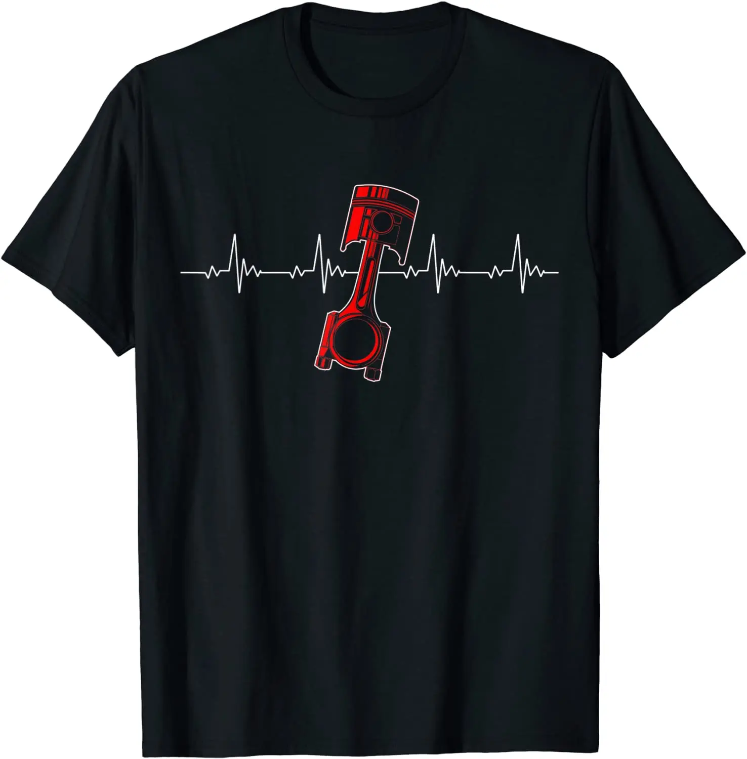 Mechanic Piston Heartbeat Car Mechanic Gift for Drag Racer T-Shirt Custom Tees Cotton Mens Top T-shirts Custom Designer