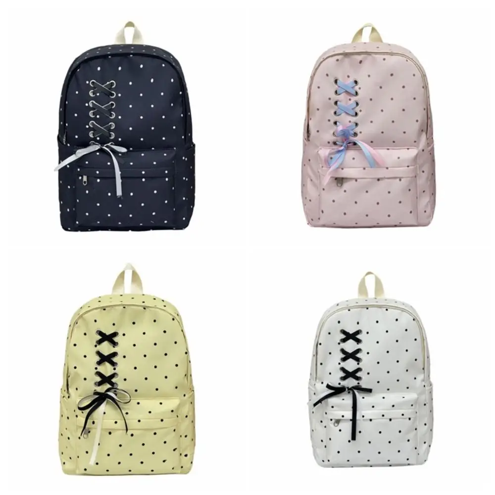 Zaino portatile Bow Dot Daypack, borsa da scuola resistente per studenti, zaino in nylon antigraffio di grande capacità, ideale come regalo - immagine 5