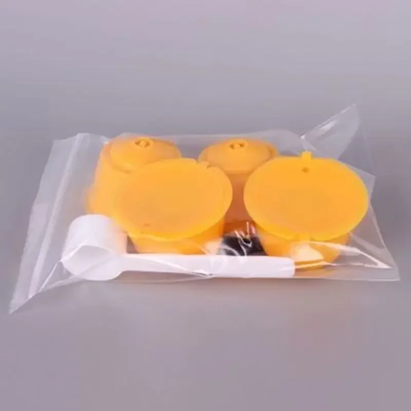 4Pcs Reusable Coffee Capsule Filter Cup Coffee Capsule Filters For Nespresso Dolce Gusto With Spoon Brush Kitchen Tools