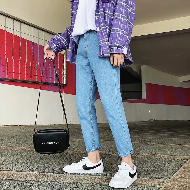Wholesale 2022 Fashion Men's Teenagers Street Straight Casual Jeans Korean Slim Cropped Pants Summer Casual Men's Harem Pants