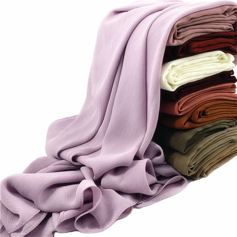 

Big Size Crinkle Chiffon Hijabs for Woman Pleated Scarf Hijab Hood Women Shawls High Quality Muslim Headband Wraps Turbans