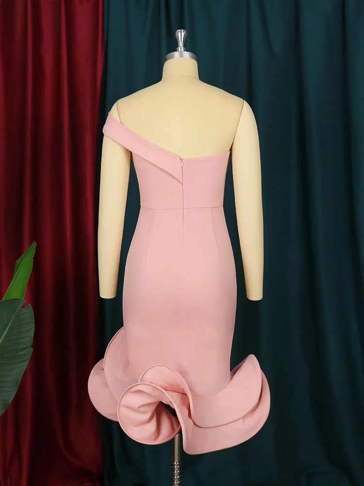 Women Bodycon Trumpet Dress Midi Party Sexy Backless Mermaid Fishtail One  Shoulder Sheath Evening Birthday Celebrity Runway New - AliExpress 200000345