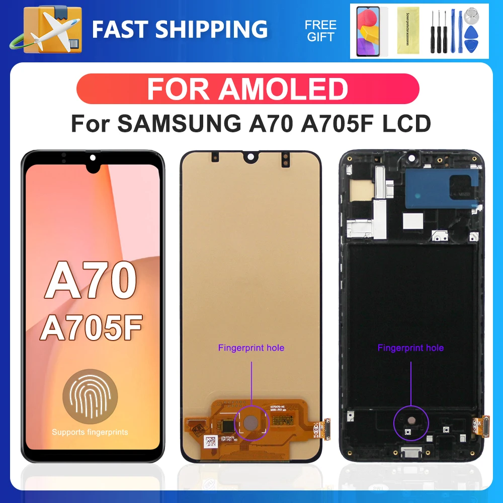 

A70 For Samsung 6.7''For AMOLED A705F A705GM A705W A705X A705U LCD Display Touch Screen Digitizer Assembly Replacement