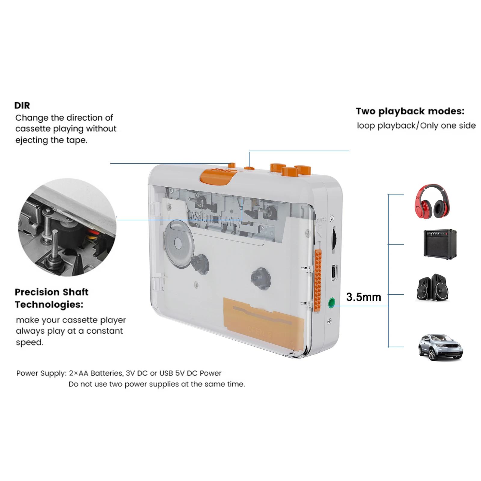 Ezcap 218SP Cassette Tape-to-MP3 Converter Recorder via PC Cassette Tape Player with Earphone