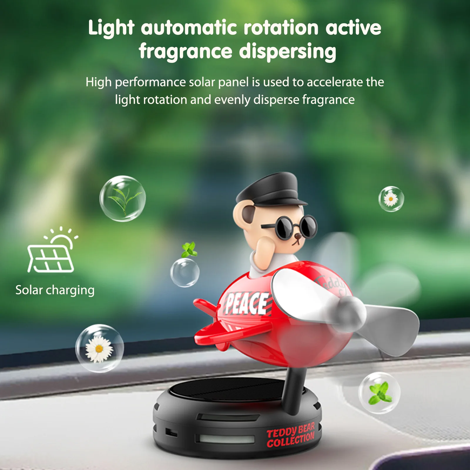 SolarAircraftCarAirFreshenerRotatingPropellerFragranceAir