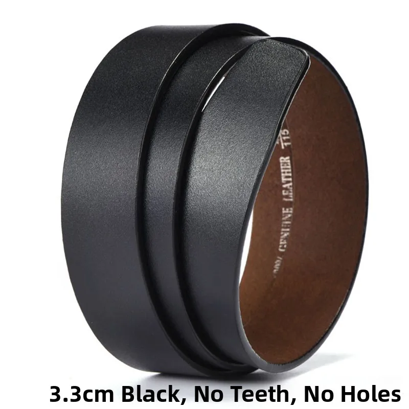 3.3cm toothless hole-free black full grain leather sheet