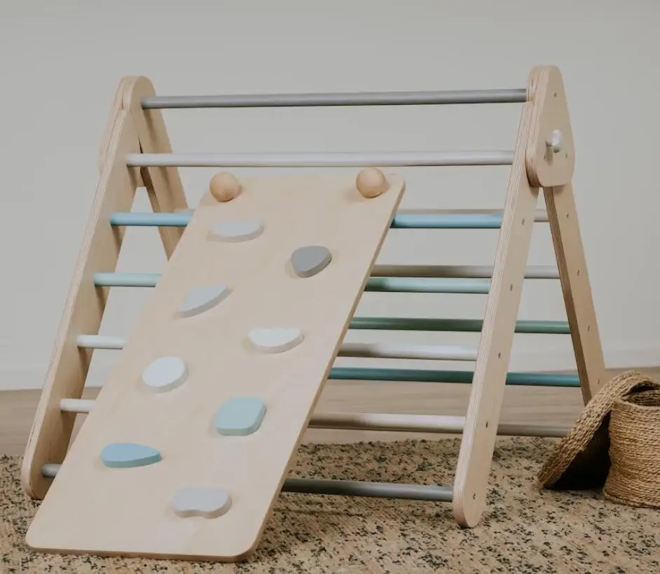 Wooden montessori climber and balance board for kids used wood montessori toy