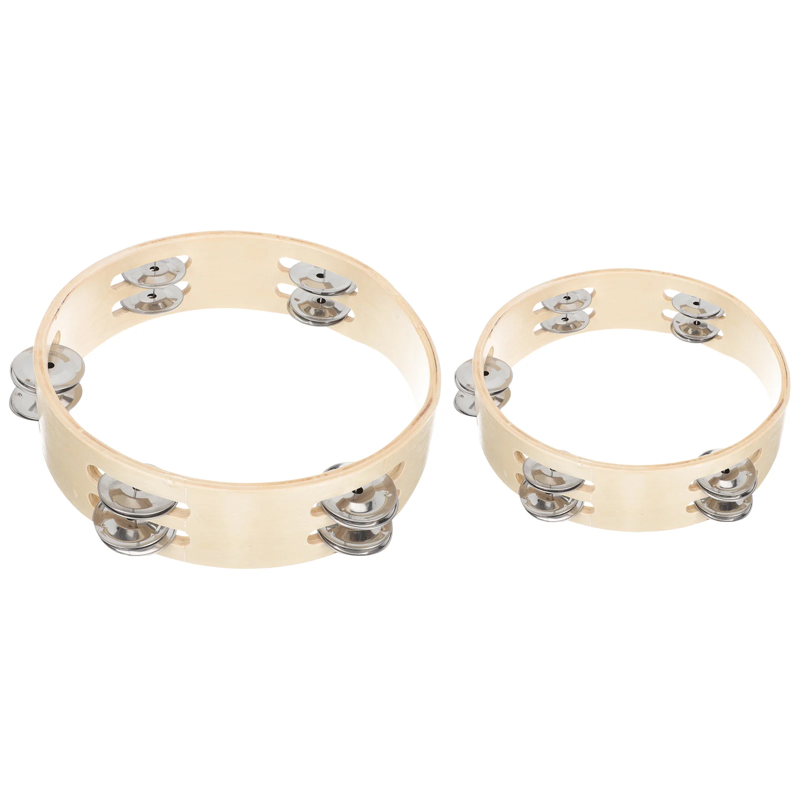 2pcs Wooden Double Layer Tambourines Lightweight Portable Hand Bells for Adults Kids Musical Instruments Rhythm Playthings