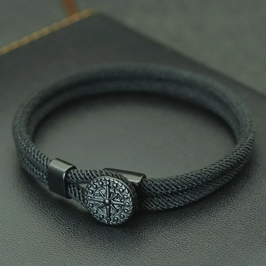 Marine Style Compass Bracelet For Men With Milan String