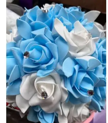 Ling's Moment Bouquet Da Sposa Blu Navy 33 Cm – Fiori Artificiali Di Lusso In Schiuma Lattice – Perfetto Per Matrimonio, Anniversario E Foto - 6