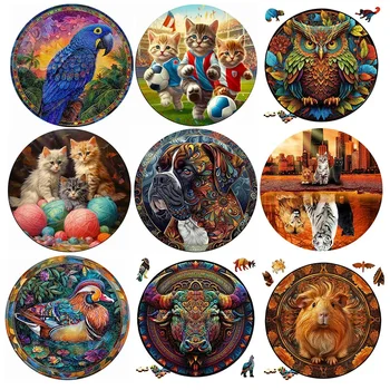 Dog Children Animal Wooden Puzzles Montessori Games Boy 3d Wooden Puzzle Adults Christmas Board Games for the Whole Family Diy