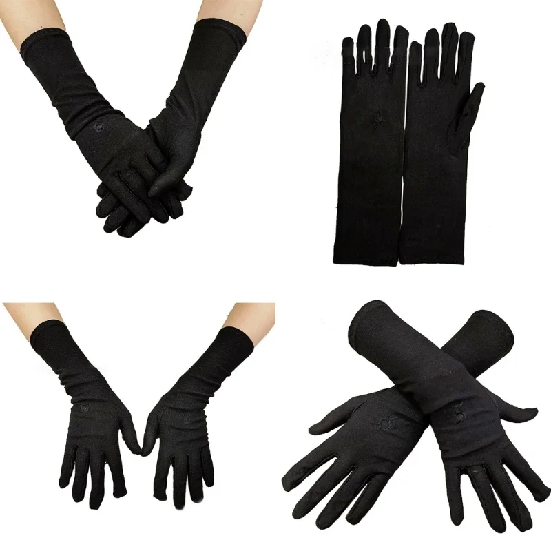 

Muslims Arab Black Gloves for Women Sunproof Arm Cover Embroidery Long Arm Sleeves Full Finger Arabian Hijab Hand Gloves