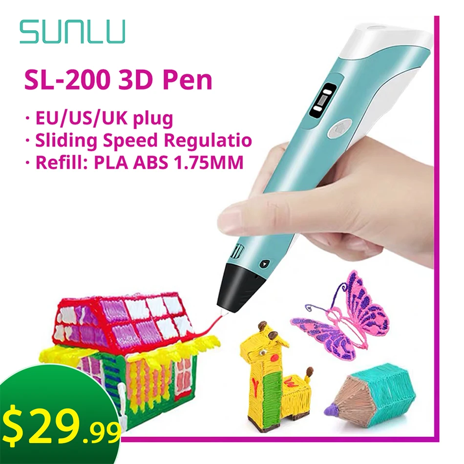 

SUNLU 3D Pen SL-200 PLA ABS Filament Sliding Speed Regulatio More Accurate Speed Control Easy to Maintain Christmas Gift Kids