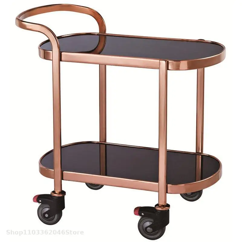 Hand-pushed Two-storey Service Car Hotel Multi-functional Cart High-grade Wine Car Super Quiet Wheel Cake Fruit Tray