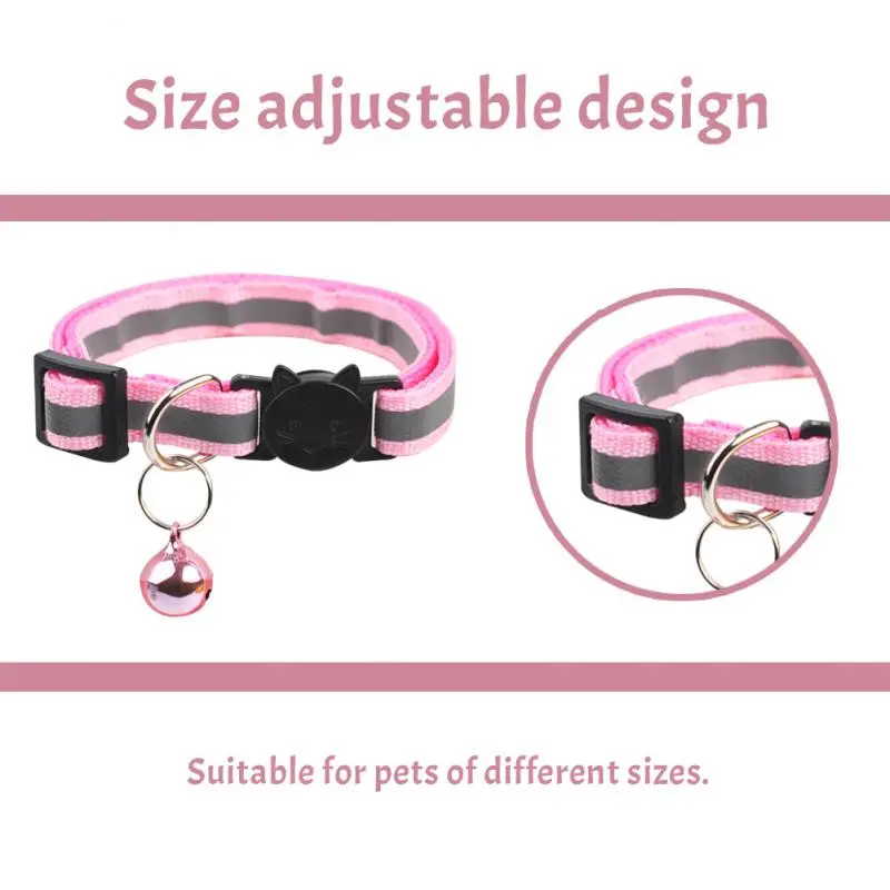 Colors Reflective Breakaway kitten Collar Neck Ring Necklace Bell Pet Products Safety Elastic Adjustable With Soft Material 5