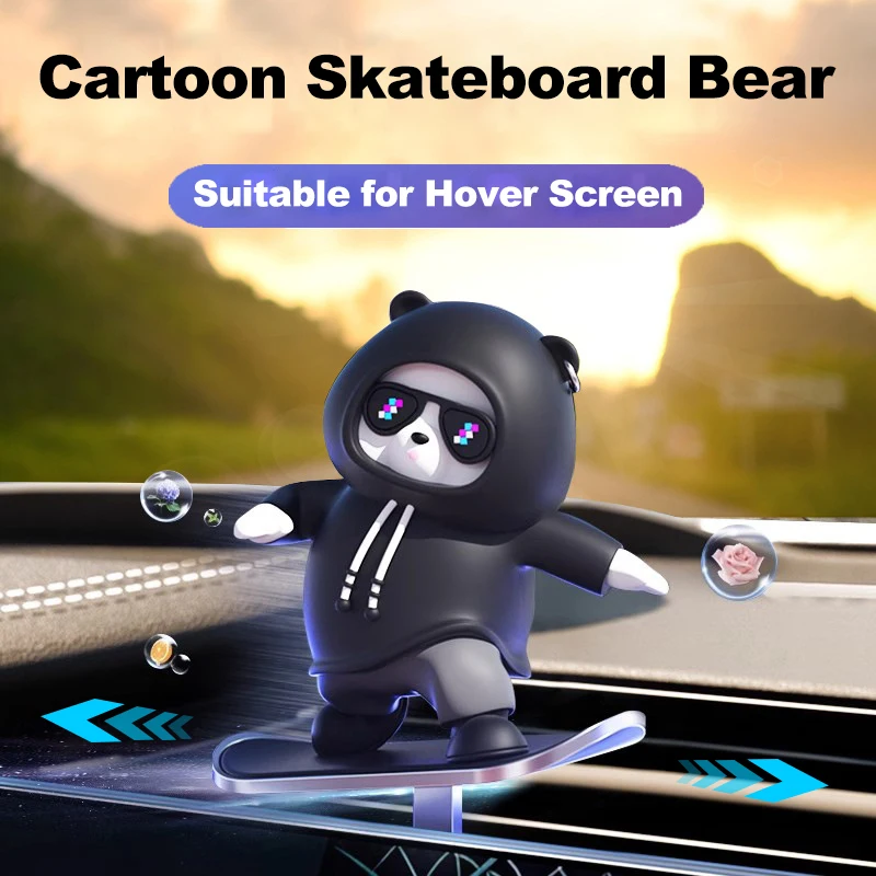 Skateboard Bear Alloy Sliding Car Decoration